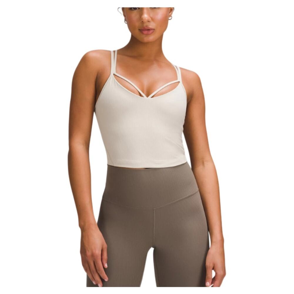 LULULEMON Align Strappy Ribbed Tank Top Sz 6 Oatmeal Yoga Athletic Built In Bra